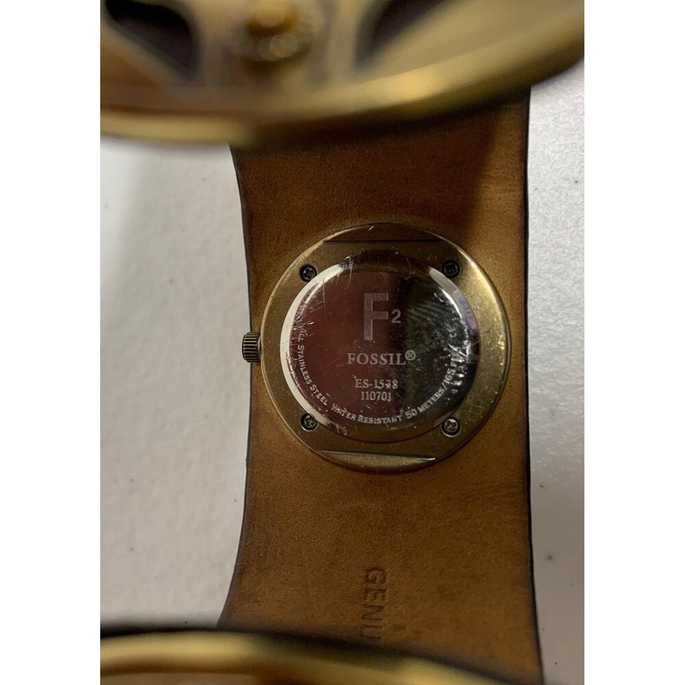 Vintage Fossil Womens Watch Cuff Leather Band 90’s Bracelet Western - Picture 5 of 12
